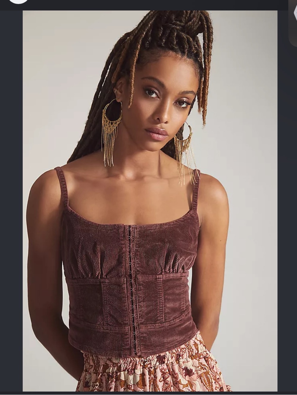 Pilcro Brown Corduroy Hook-and-Eye Cami